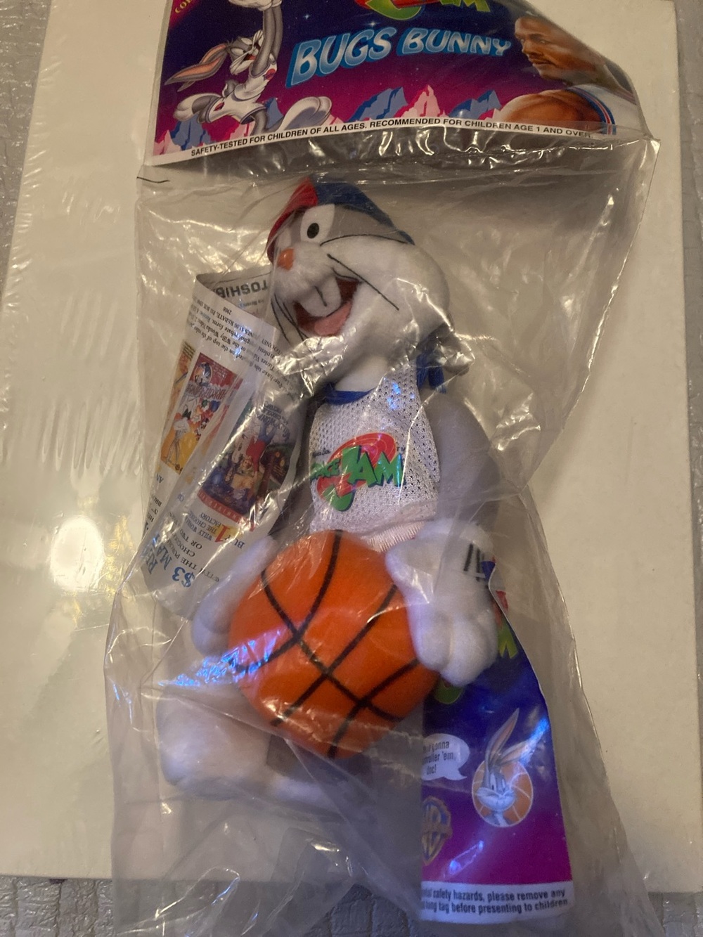 Bugs Bunny Plush with Orange Basketball - Official Space Jam Style